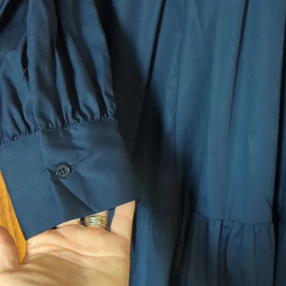 NWT Ophelia Roe Navy Collared Ruffle Dress Size M - Picture 5 of 8